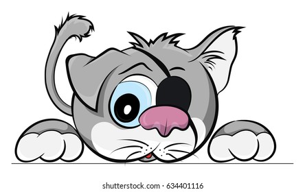 Kitten face emblem, vector illustration