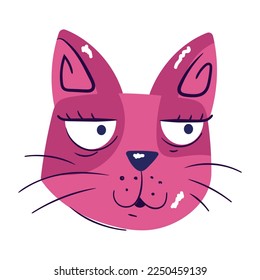 Kitten face flat sticker, premium download 