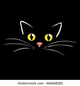 Kitten face on black background vector illustration