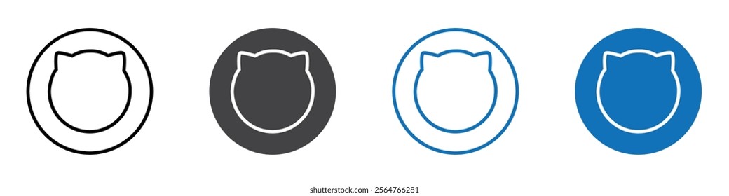 Kitten face structure icon flat editable icon mark set.