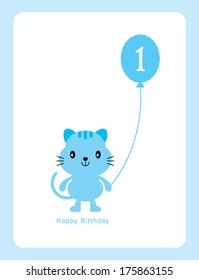 kitten first birthday card
