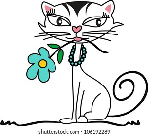 Kitten with Flower