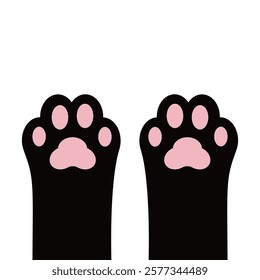 Kitten footprint icon. Cat Dog paw print foot leg. Pawprint. Pink black sign symbol. Cute cartoon character body part silhouette. Pet collection. Childish style. Flat design. White background. Vector