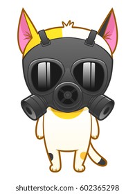 Kitten in gas mask