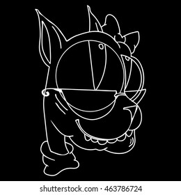 the kitten glasses on a black background