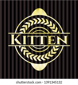 Kitten gold badge. Vector Illustration. Detailed.