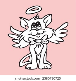 Kätzchen mit Halo. Vektorgrafik, eps