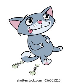 Kitten has eaten till full