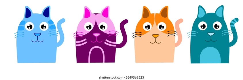 Kitten. Head face contour line silhouette icon. Cute smiling animal. Greeting Card Banner Template. Cute cartoon baby pet character. Flat design. White background vector