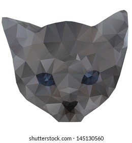 kitten head . geometrical vector illustration of kitten head