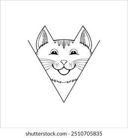 vetor preto sorridente da cabeça do gatinho