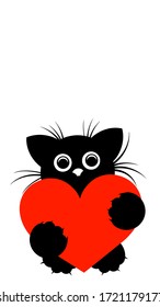 kitten with heart vector graphic drawing illustration