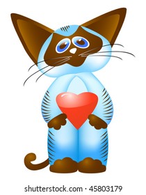 Kitten with heart. Vector illustration