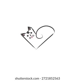 Kitten heart Vector. Pet love symbol. Feline animal icon. Cute cat emblem. EPS 10.