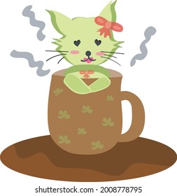 A kitten hiding in a cup of coffee can use the picture as a background.