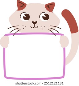 Kitten Holding Blank Card Vector Illustration