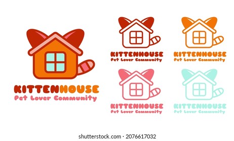 Kitten House Logo Design Template. Suitable to use for pet lover community. 