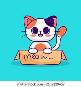kitten icon sitting cute in the box