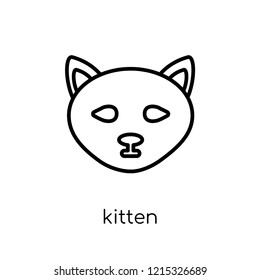kitten icon. Trendy modern flat linear vector kitten icon on white background from thin line animals collection, editable outline stroke vector illustration