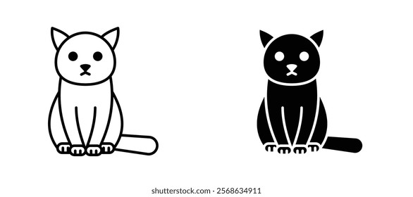 Kitten icons in outline and fill. vector illustration for ui.