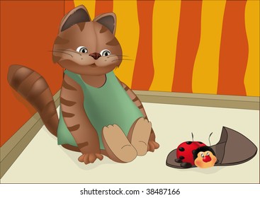 kitten and insect
