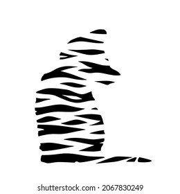 Kitten. Little cat, stylish minimalistic concept ideal for tatto, avatar, logo. Contemporary hand drawn vector illustrations