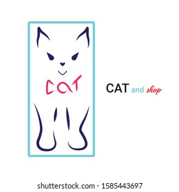 Kitten Logo Design. Stylized silhouette of cat abstract sign. Vector illustration