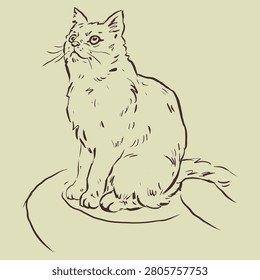 A kitten is looking vector for illustration, card, decoration 