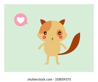 kitten love card vector