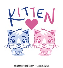 Kitten Love Vector  illustration 