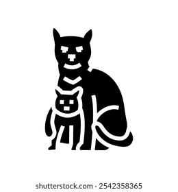 Gatito madre gato cría glifo icono Vector. gatito madre gato cría signo. ilustración de símbolo aislado