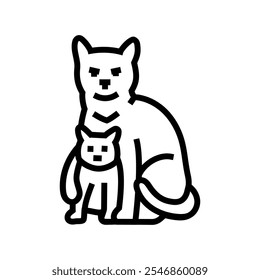 kitten mother cat breeding line icon vector. kitten mother cat breeding sign. isolated contour symbol black illustration