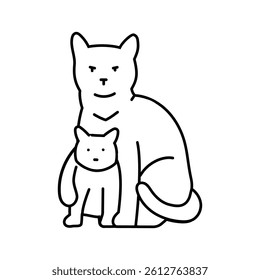 kitten mother cat breeding line icon vector. kitten mother cat breeding sign. isolated contour symbol black illustration