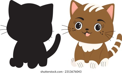 kitten, on a white background in a flat style, isolated 