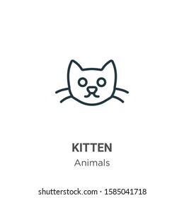 Kitten outline vector icon. Thin line black kitten icon, flat vector simple element illustration from editable animals concept isolated on white background