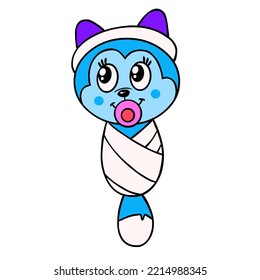 kitten with pacifier vector graphics