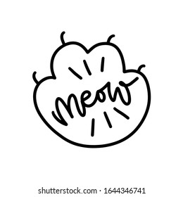Pasta gatita con garras vectorial imagen con una letra de vaca para la decoración de los suministros de mascotas, arte mural o tarjeta de felicitación de cumpleaños del gato. 