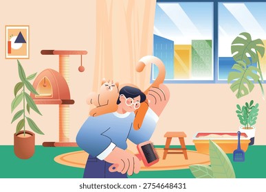 Kitten Pet Care Vector Flat Illustration for E-commerce Shopping Festival	