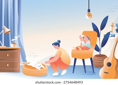 Kitten Pet Care Vector Flat Illustration for E-commerce Shopping Festival	