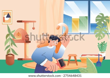 Kitten Pet Care Vector Flat Illustration for E-commerce Shopping Festival	