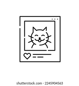 Kitten picture on social media with likes. Pixel perfect, editable stroke icon