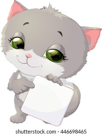 kitten points a finger at plate
