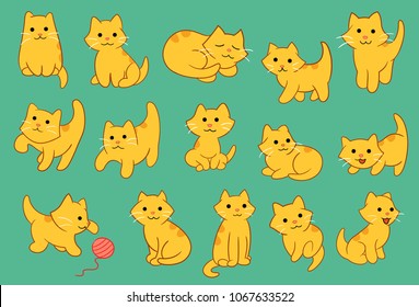 Kitten Pose Various Vector Illustration for many purpose such as print on canvas, note book, pillow case, laptop case, pencil case, purse, bag, clothes, social media sticker, etc. 