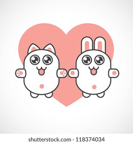 kitten and rabbit