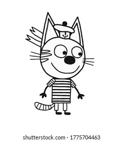 kitten sailor, hand drawn illustration. Perfect for invitations, cards, prints, flyers, posters, and coloring
