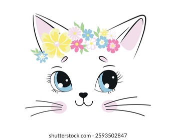 kitten silhouette with flower crown
