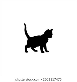 Kitten silhouette icon vector flat design.