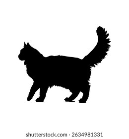 Kitten silhouette icon vector flat design on white background