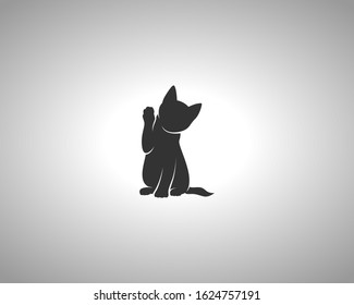 Kitten Silhouette on White Background. Isolated Vector Animal Template for Logo Company, Icon, Symbol etc