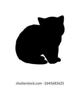 Projeto de ilustração plana do vetor da silhueta do gatinho.